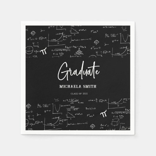 Elegant Black Script Math Graduate Serviette (Vorderseite)
