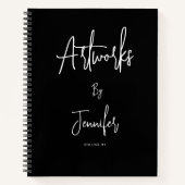 Elegant Black Script Name Artwork Sketchbook Notizblock (Vorderseite)