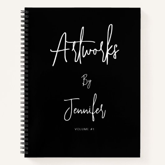 Elegant Black Script Name Artwork Sketchbook  Notizblock (Vorderseite)