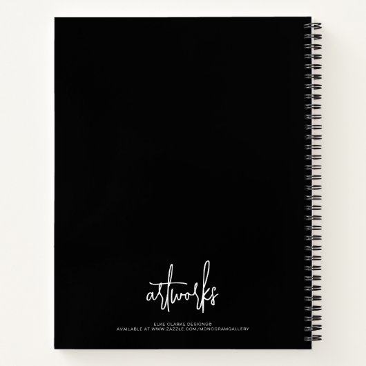 Elegant Black Script Name Artwork Sketchbook Notizblock (Rückseite)