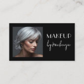 Elegant Black Script QR Code Photo Makeup Visitenkarte (Vorderseite)