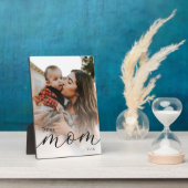 Elegant Black Script Simple Best Mom Ever Photo Fotoplatte (Seite)