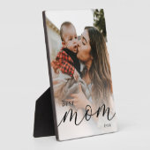 Elegant Black Script Simple Best Mom Ever Photo Fotoplatte (Seite)