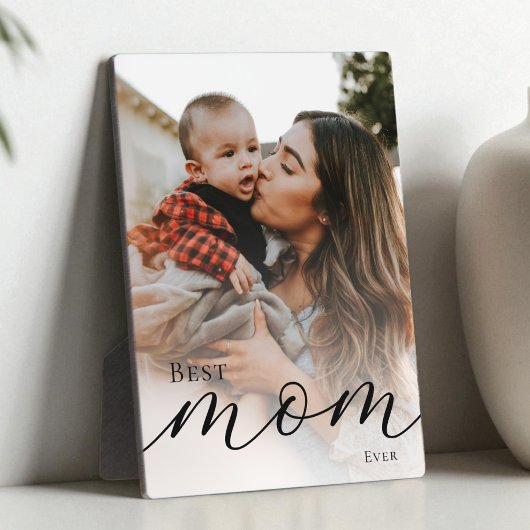 Elegant Black Script Simple Best Mom Ever Photo Fotoplatte