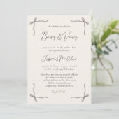 Elegant Black Script Simple Coquette Bow Wedding I Einladung (Stehend Vorderseite)