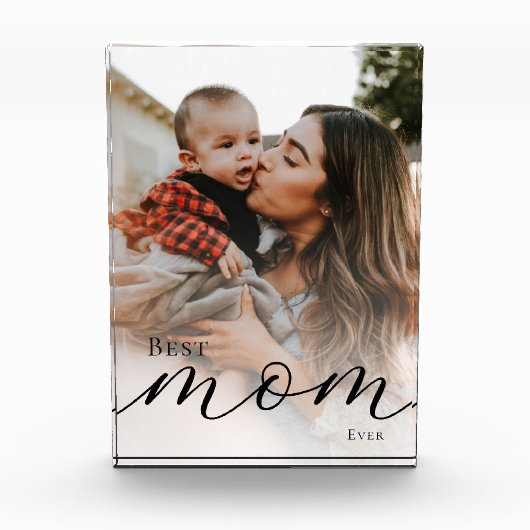 Elegant Black Script Simple Custom Best Mom Ever Fotoblock (Vorderseite)