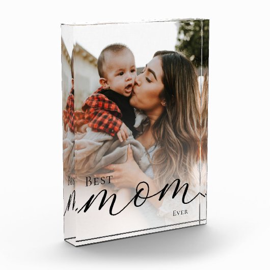 Elegant Black Script Simple Custom Best Mom Ever Fotoblock (Links)