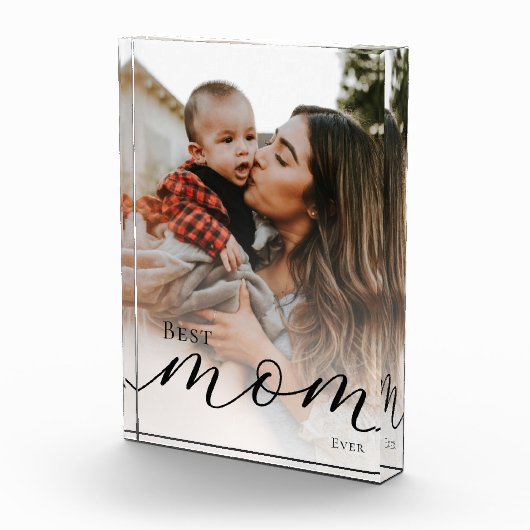 Elegant Black Script Simple Custom Best Mom Ever Fotoblock (Rechts)