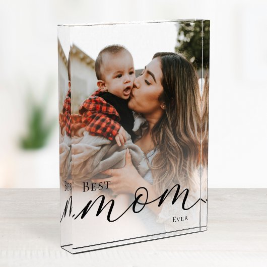 Elegant Black Script Simple Custom Best Mom Ever Fotoblock