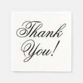 Elegant Black Script Vielen Dank für Ihre Hochzeit Serviette (Vorderseite)