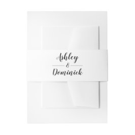 Elegant Black Script Wedding Envelope Einladungsbanderole