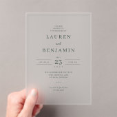 Elegant Black Serif Wedding Invitation Acryleinladungen (Insitu (Handheld))