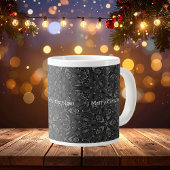 Elegant Black Shiny Frohe Weihnachten individuell Jumbo-Tasse
