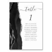 Elegant Black Silver Agate Wedding Tischnummer (Vorderseite)
