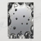 Elegant Black Silver Balloons Retirement Party Einladung (Rückseite)
