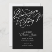 Elegant Black-Silver Calligraphy Graduation Party Einladung (Vorderseite)