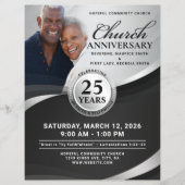 Elegant Black & Silver Church Anniversary Flyer (Vorne)