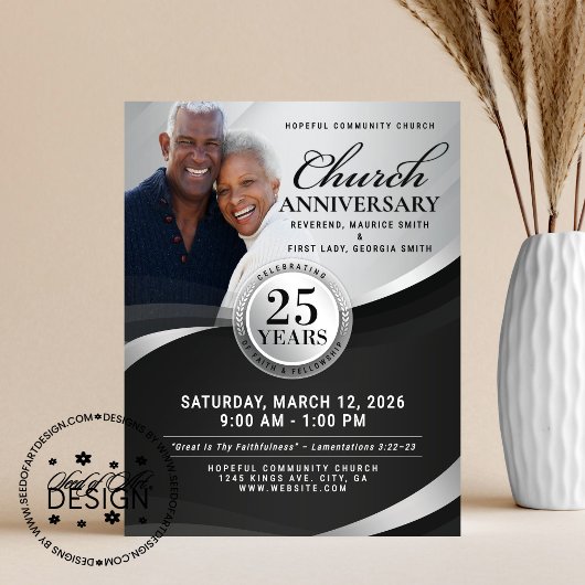 Elegant Black & Silver Church Anniversary Flyer