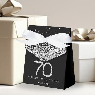 Elegant Black Silver Diamonds 70. Geburtstag Geschenkschachtel