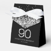 Elegant Black Silver Diamonds 90th Birthday Geschenkschachtel (Vorderseite)