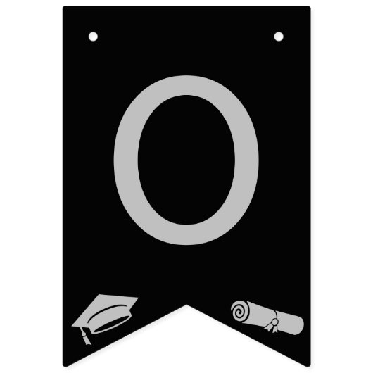 Elegant Black, Silver Gold Grad Glückwunsch Wimpelkette (Zweite Fahne)