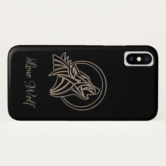 Elegant Black Silver Gray Howling Lone Wolf Case-Mate iPhone Hülle (Rückseite (Horizontal))