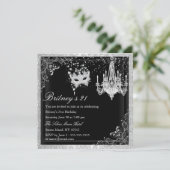 Elegant Black Silver Masquerade 21. Einladung (Stehend Vorderseite)
