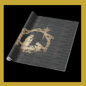 Elegant Black Silver Nativity Frohe Weihnachten Geschenkpapier