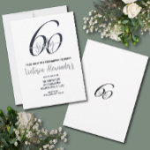Elegant Black Silver Script 60th Birthday  Einladung