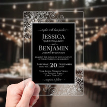 Elegant Black & Silver Stylish Text Wedding