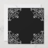 Elegant Black Silver Verziert Floral Quinceañera Einladung (Rückseite)