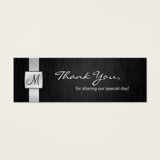 Elegant Black & Silver Wedding Danke Tags (Vorderseite)