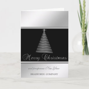 Elegant Black, Silver, Weihnachtsbaum, Firma Feiertagskarte