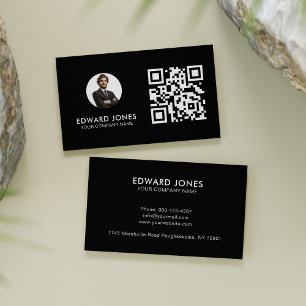 Elegant Black Simple Contact Info Visitenkarte