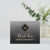 Elegant Black Simple mit Gold Monogram Vielen Dank Postkarte (Stehend Vorderseite)