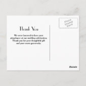 Elegant Black Simple mit Gold Monogram Vielen Dank Postkarte (Rückseite)