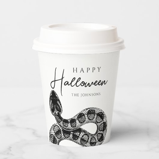 Elegant Black Snake Halloween Pappbecher (Vorderseite)