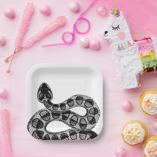 Elegant Black Snake Halloween Pappteller (Party)