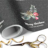 Elegant Black Snowflake Christmas Script Geschenkpapier