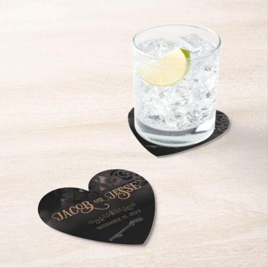 Elegant Black Steampunk Wedding Untersetzer (Vor Ort)