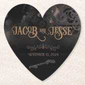 Elegant Black Steampunk Wedding Untersetzer (Vorderseite)