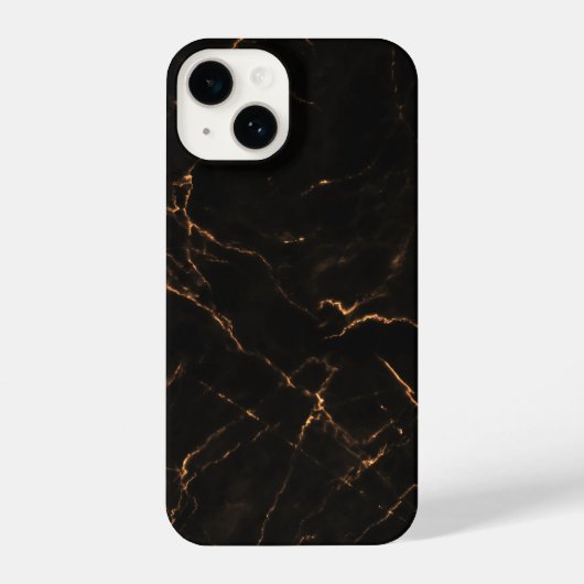 Elegant Black Stone Marble Pattern iPhone Hülle (Rückseite)