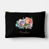 Elegant Black Stylish Floral Boho Niedlich Zubehörtasche (Vorderseite)