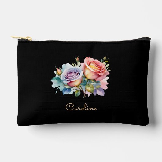 Elegant Black Stylish Floral Boho Niedlich Zubehörtasche (Vorderseite)