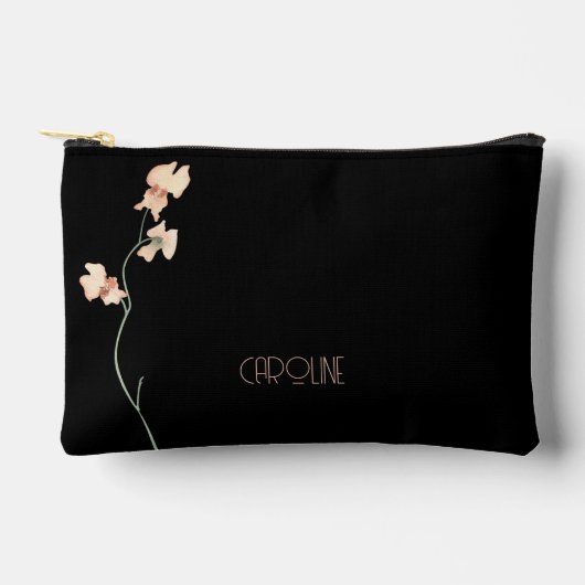 Elegant Black Stylish Floral Boho Niedlich Zubehörtasche (Vorderseite)
