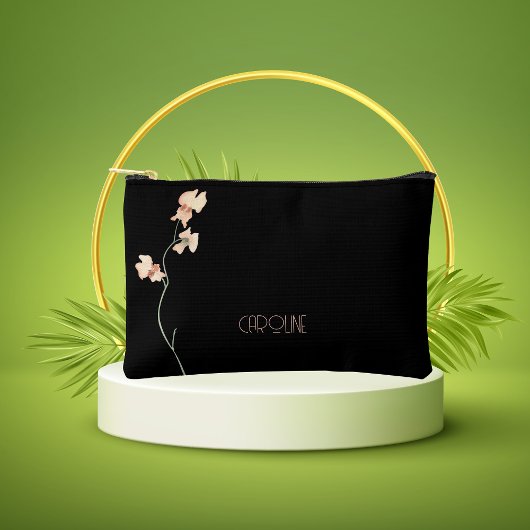 Elegant Black Stylish Floral Boho Niedlich Zubehörtasche