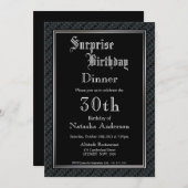 Elegant Black Surprise 30. Geburtstag Abendessen Einladung (Vorne/Hinten)