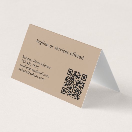 Elegant Black & Tan Logo QR Code Professional Visitenkarten (Rückseite)