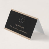 Elegant Black & Tan Logo QR Code Professional Visitenkarten (Vorderseite)