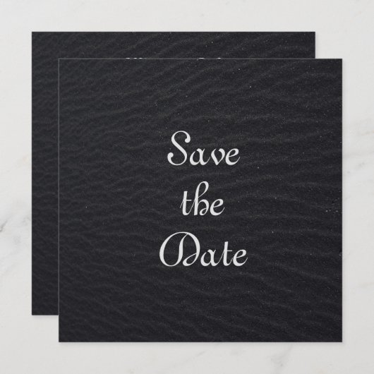 Elegant Black Textured Save the Date (Vorne/Hinten)